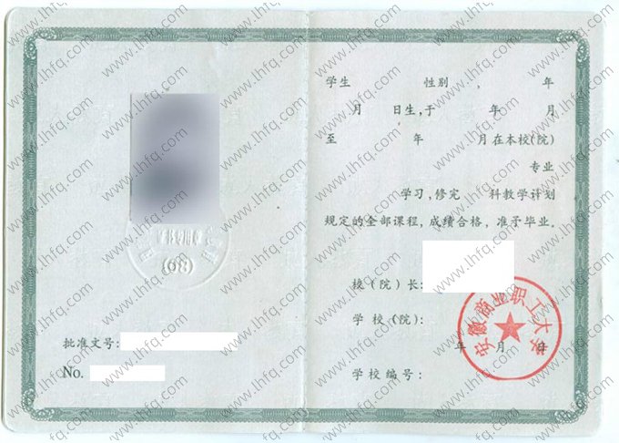 安徽商业职工大学2000年成人高等教育函授专科毕业证书样本图片（手写）