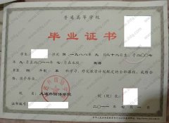 大连外国语学院毕业证样本图片