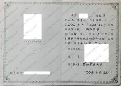 中国人民解放军第四军医大学毕业证样本图片