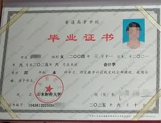 山东财经大学毕业证样本图片