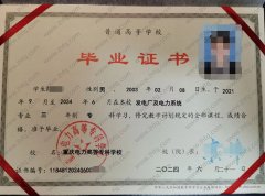 重庆电力高等专科学校毕业证样本图片