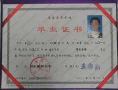 河北医科大学毕业证样本图片