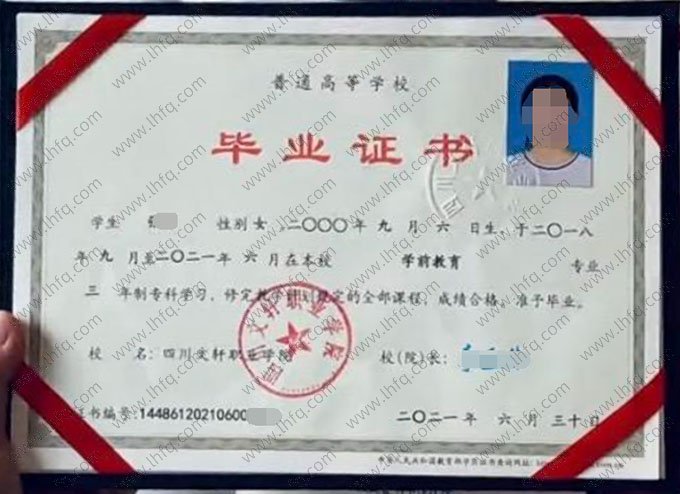 四川文轩职业学院2021年普通全日制专科毕业证书样本图片（学前教育）