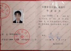 蚌埠田家炳中学高中毕业证样本图片