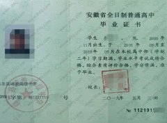 临泉县靖波高级中学高中毕业证样本图片