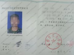 孝感市工业学校中专毕业证样本图片