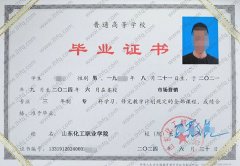山东化工职业学院毕业证样本图片