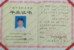 百色市民族卫生学校中专毕业证样本图片