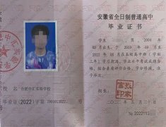 合肥中汇实验学校高中毕业证样本图片