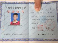 保定市第三中学高中毕业证样本