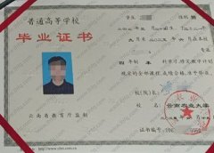 云南农业大学毕业证样本图片