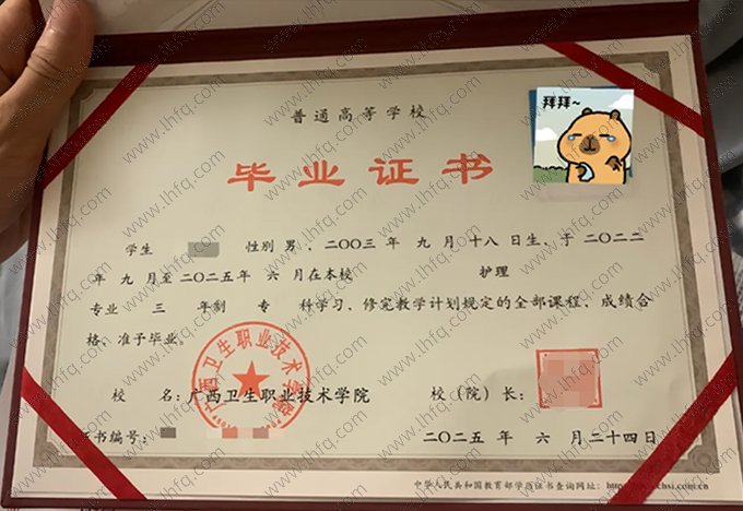 广西卫生职业技术学院毕业证样本图片