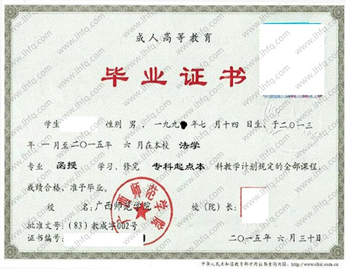 广西师范学院毕业证样本图片