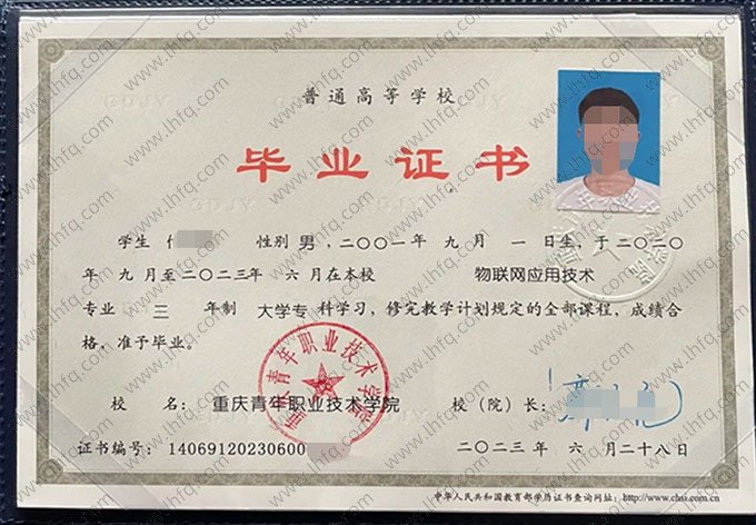 重庆青年职业技术学院毕业证样本图片