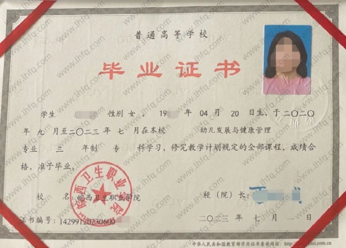 皖西卫生职业学院毕业证样本图片