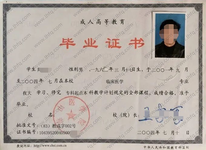 泰山医学院2004年夜大专科起点本科毕业证书样本图片（临床医学）