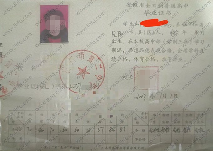 宿州市第二中学高中毕业证样本图片