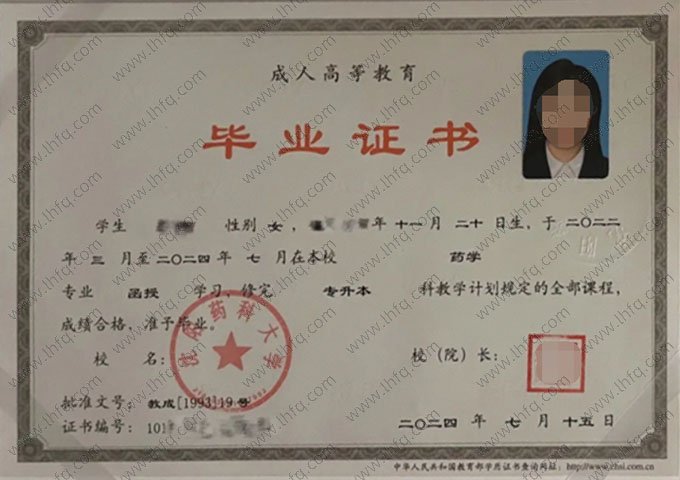 沈阳药科大学毕业证样本图片