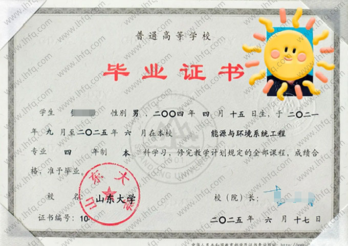山东大学毕业证样本图片