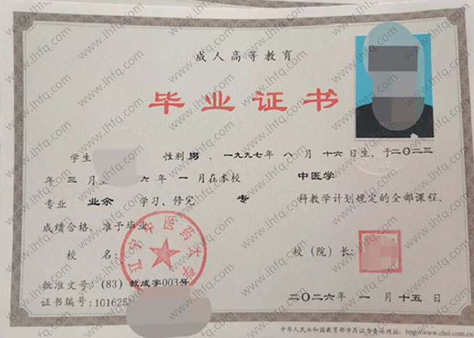 辽宁中医药大学毕业证样本图片