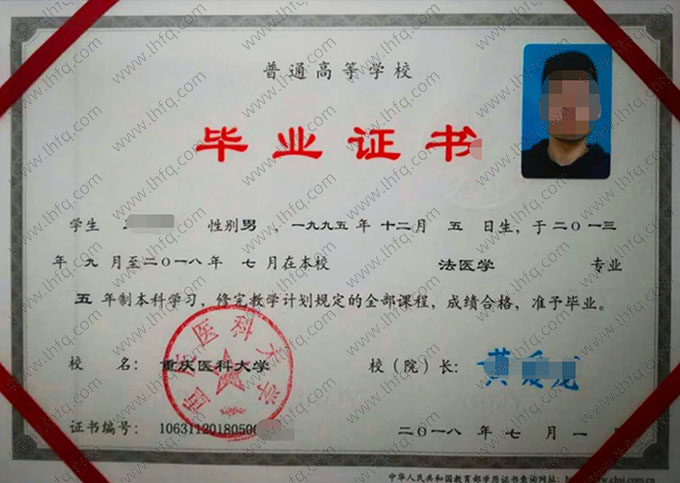重庆医科大学毕业证样本图片