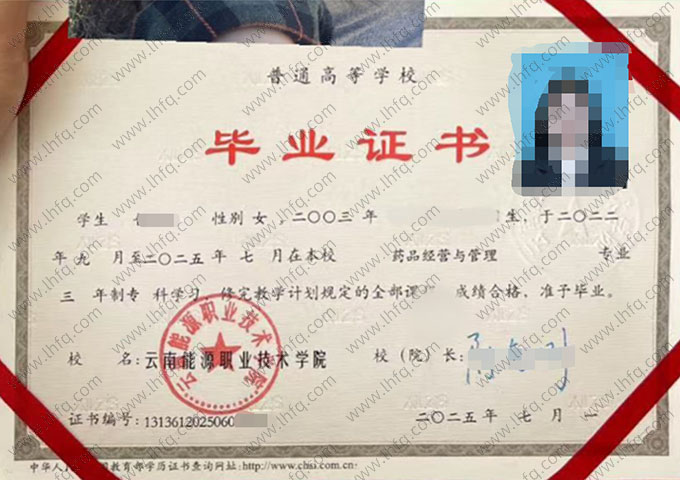 云南能源职业技术学院毕业证样本图片