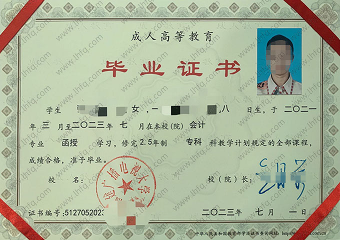 福建广播电视大学毕业证样本图片