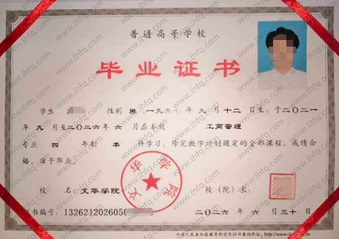 文华学院毕业证样本图片