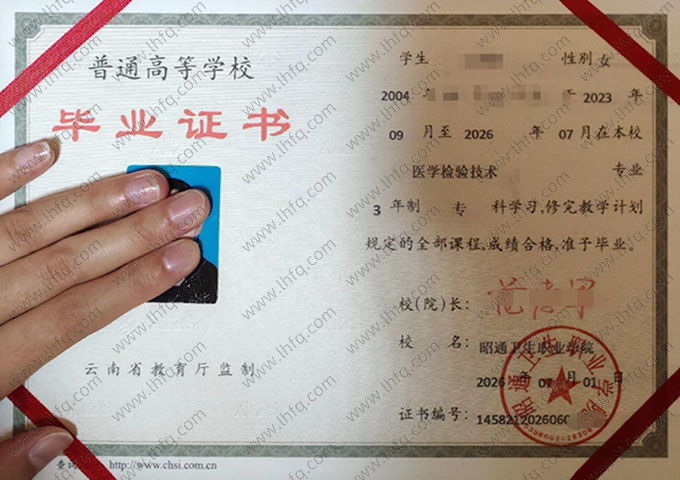 昭通卫生职业学院毕业证样本图片
