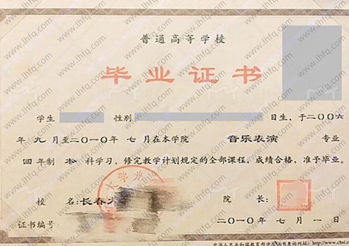 长春大学光华学院毕业证样本图片