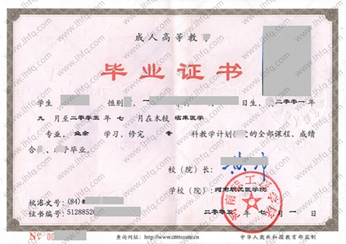 河南职工医学院毕业证样本图片