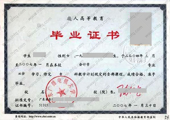 广东广播电视大学毕业证样本图片