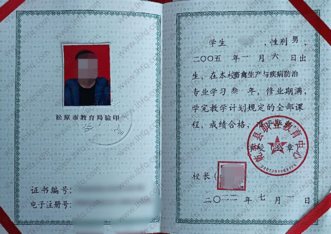 乾安县职业教育中心中专毕业证样本图片