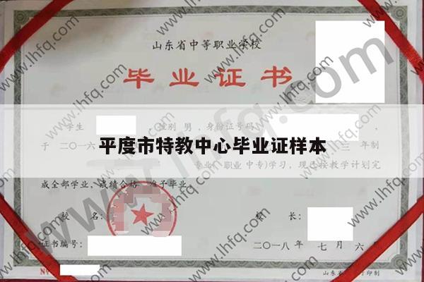 平度市特教中心毕业证样本