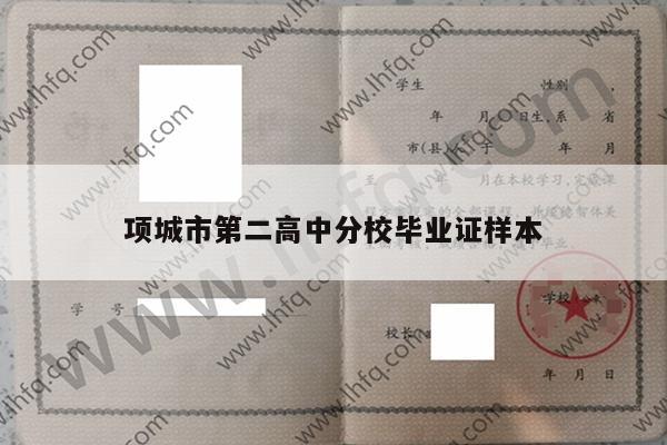 项城市第二高中分校毕业证样本