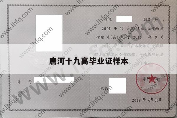 唐河十九高毕业证样本
