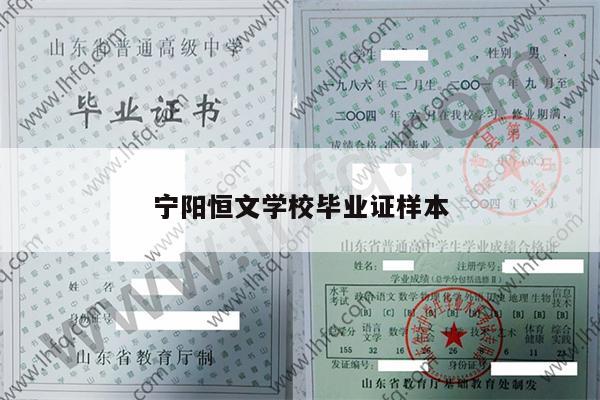 宁阳恒文学校毕业证样本