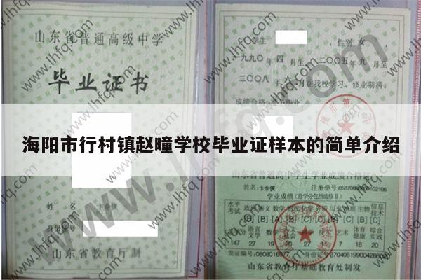 海阳市行村镇赵疃学校毕业证样本的简单介绍