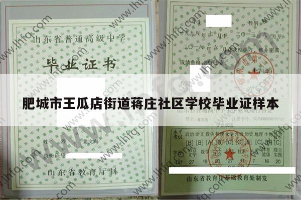 肥城市王瓜店街道蒋庄社区学校毕业证样本