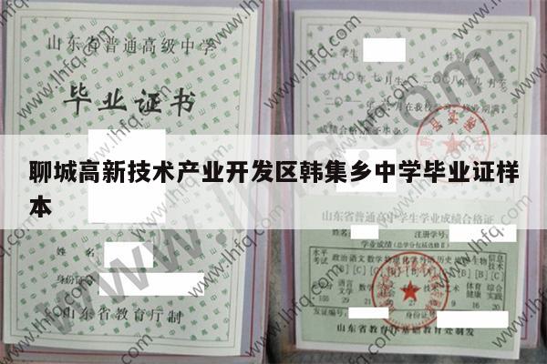 聊城高新技术产业开发区韩集乡中学毕业证样本