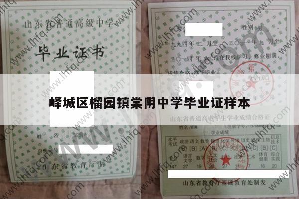 峄城区榴园镇棠阴中学毕业证样本