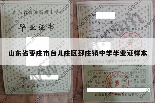 山东省枣庄市台儿庄区邳庄镇中学毕业证样本
