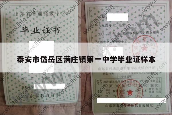 泰安市岱岳区满庄镇第一中学毕业证样本