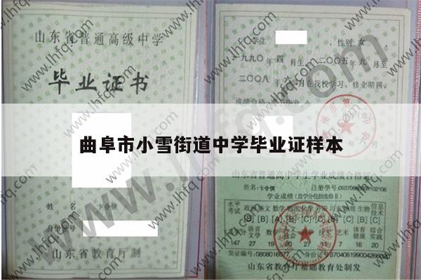曲阜市小雪街道中学毕业证样本