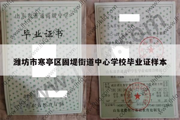 潍坊市寒亭区固堤街道中心学校毕业证样本