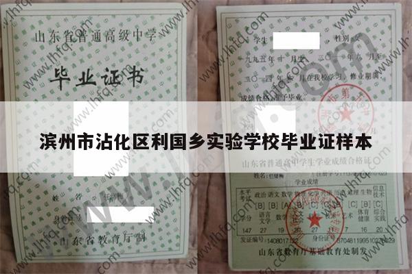 滨州市沾化区利国乡实验学校毕业证样本