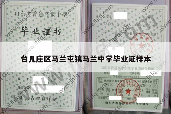 台儿庄区马兰屯镇马兰中学毕业证样本