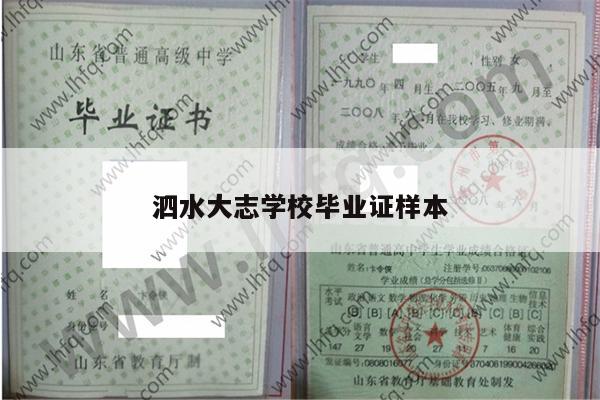 泗水大志学校毕业证样本
