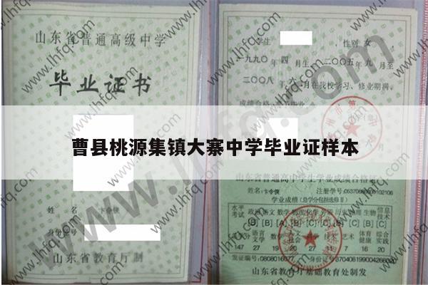 曹县桃源集镇大寨中学毕业证样本