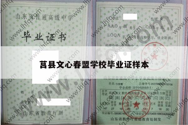 莒县文心春盟学校毕业证样本